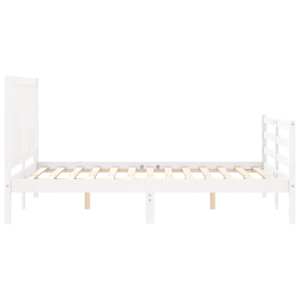Rám postele s čelem bílý 140 x 190 cm masivní dřevo - obrázek 7