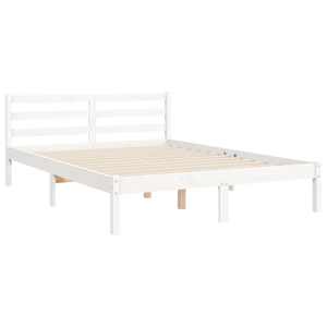 Rám postele s čelem bílý 140 x 190 cm masivní dřevo - obrázek 8