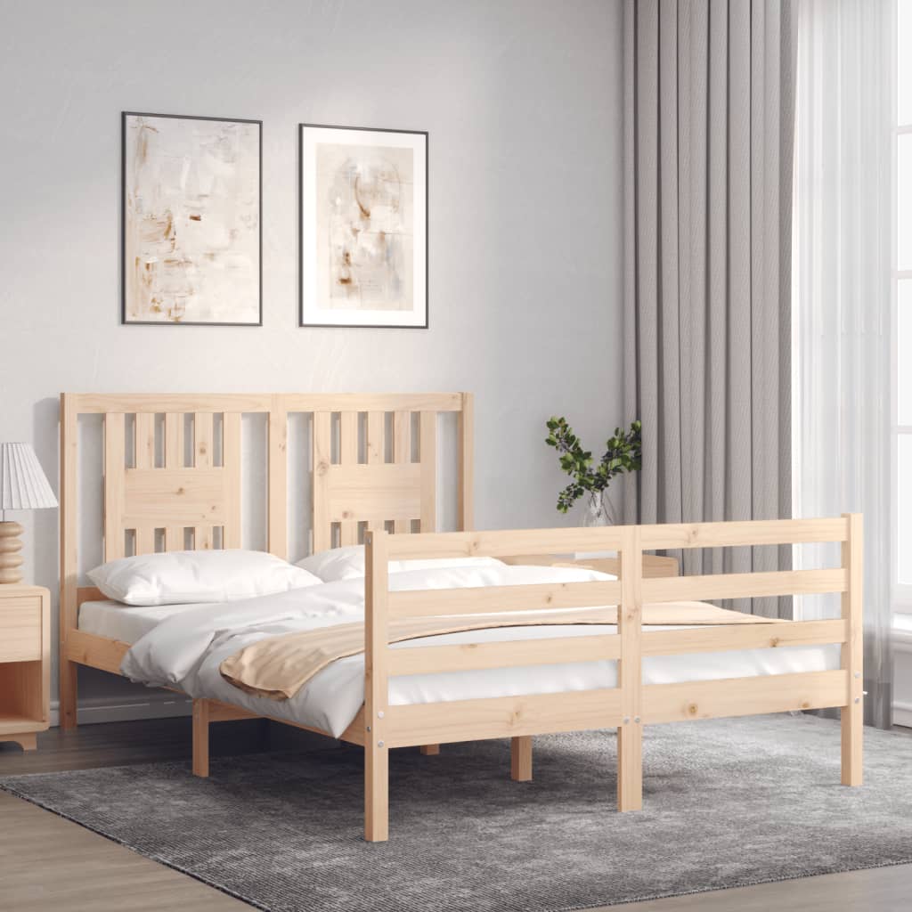 vidaXL Bedframe met hoofdbord massief hout 120x200 cm afbeelding