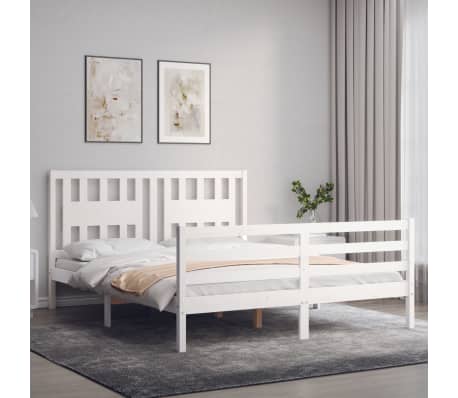 vidaXL Bed Frame without Mattress White 160x200 cm Solid Wood