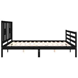 Rám postele s čelem černý 200 x 200 cm masivní dřevo - obrázek 7