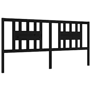 Rám postele s čelem černý 200 x 200 cm masivní dřevo - obrázek 9