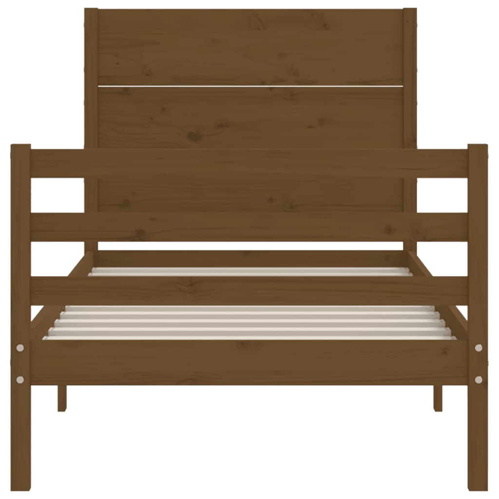 Легло с табла меденокафяво 2FT6 см Small Single дърво масив