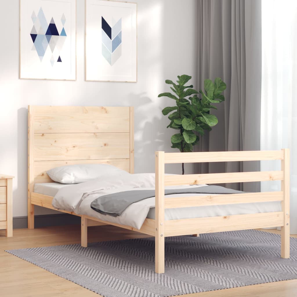 vidaXL Bedframe met hoofdbord massief hout afbeelding