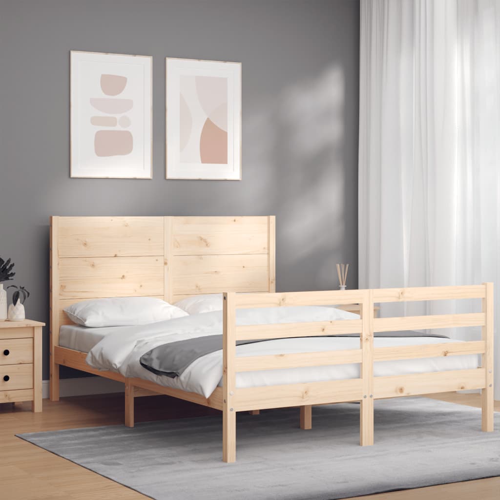 Rám postele s čelem 140 x 190 cm masivní dřevo