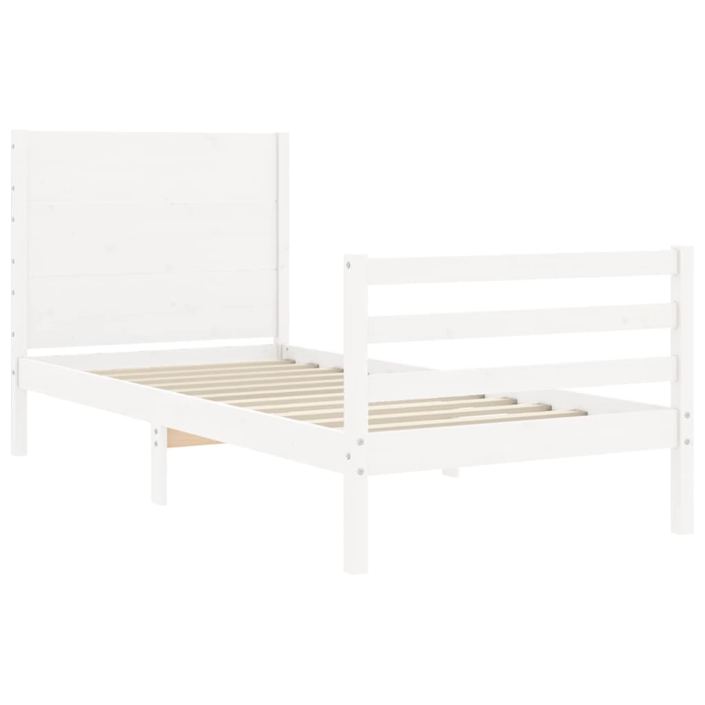 fehér tömör fa ágykeret fejtámlával 90 x 200 cm