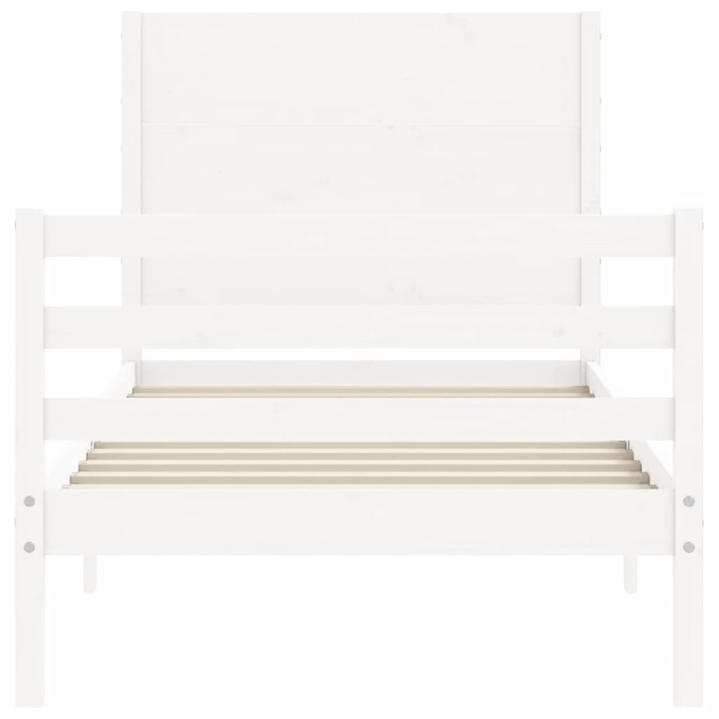 fehér tömör fa ágykeret fejtámlával 90 x 200 cm