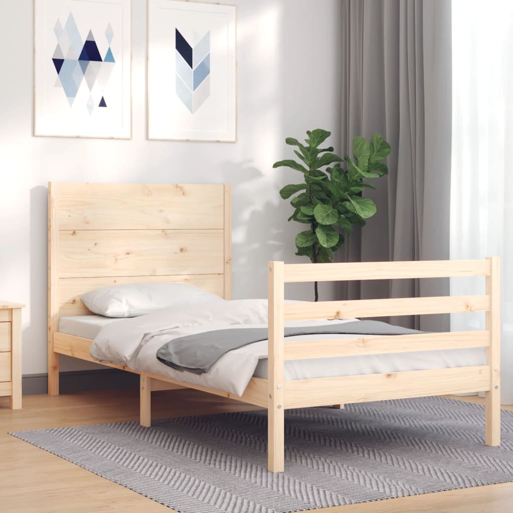 vidaXL Bedframe met hoofdbord massief hout 100x200 cm afbeelding