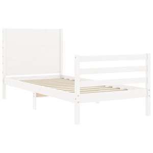 Rám postele s čelem bílý 100 x 200 cm masivní dřevo - obrázek 5