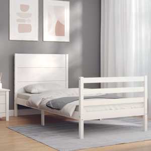 Rám postele s čelem bílý 100 x 200 cm masivní dřevo