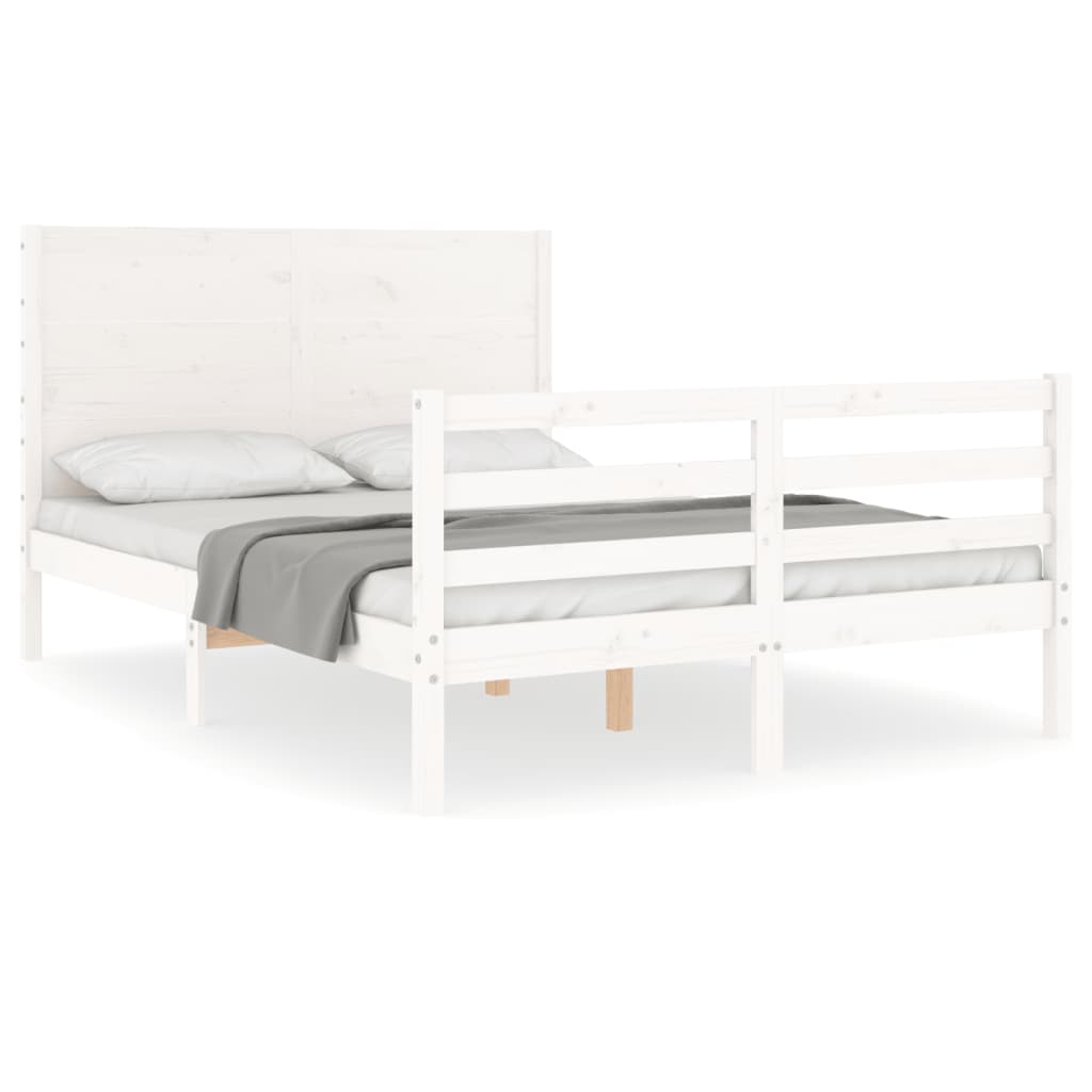 vidaXL Bedframe met hoofdbord massief hout wit 120x200 cm