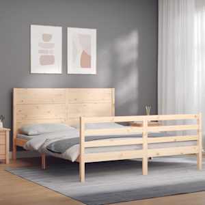 Rám postele s čelem 160 x 200 cm masivní dřevo - obrázek 1