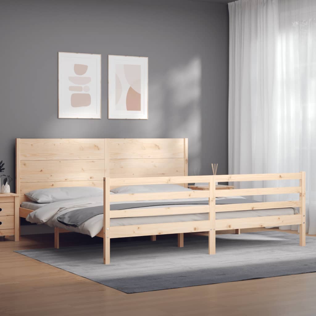 vidaXL Bedframe met hoofdbord massief hout 200x200 cm afbeelding