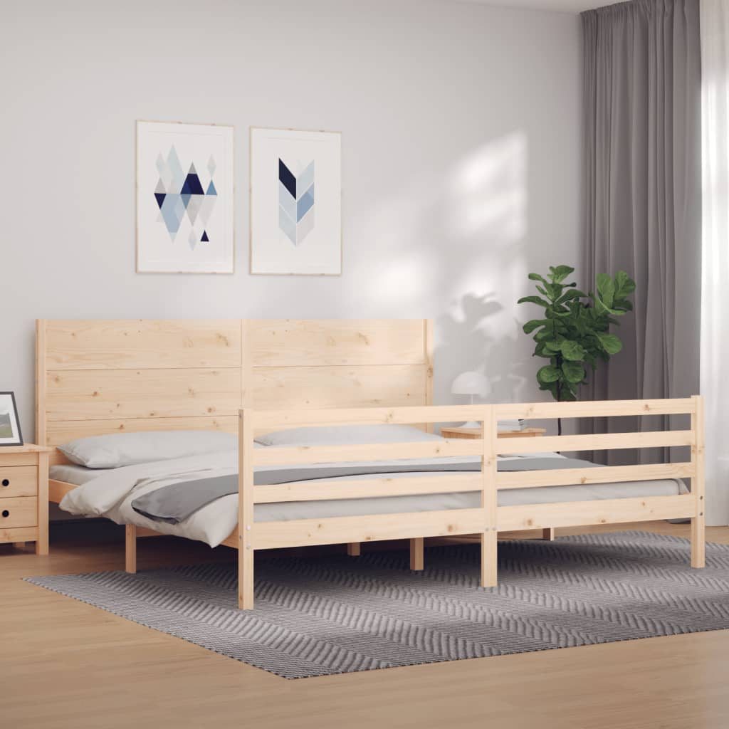 vidaXL Cadru pat cu tăblie 200x200 cm, lemn masiv de pin