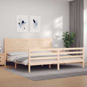 Rám postele s čelem 200 x 200 cm masivní dřevo - obrázek 1