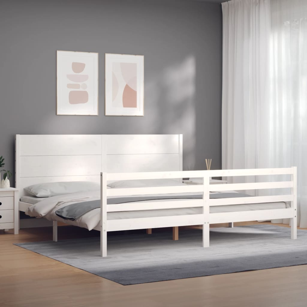 Thumbnail - vidaXL Massivholzbett mit Kopfteil Weiß 200x200 cm