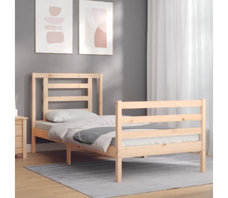 vidaXL Lovos rėmas su galvūgaliu, medienos masyvas, mažas vienvietis