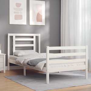 vidaXL Estrutura cama de solteiro c/ cabeceira madeira maci&ccedil;a branco