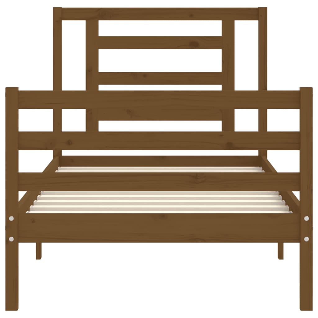 Легло с табла меденокафяво 2FT6 см Small Single дърво масив