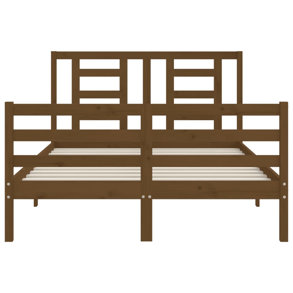 Cadru de pat, maro miere, 140x190 cm, lemn masiv