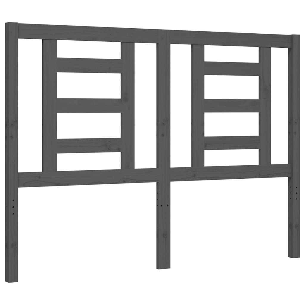 szürke tömör fa ágykeret fejtámlával 120 x 200 cm