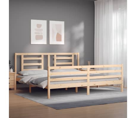 vidaXL Lovos rėmas su galvūgaliu, medienos masyvas, itin didelis