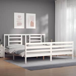 Rám postele s čelem bílý 200 x 200 cm masivní dřevo - obrázek 3