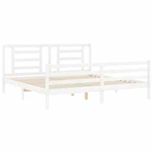 Rám postele s čelem bílý 200 x 200 cm masivní dřevo - obrázek 5