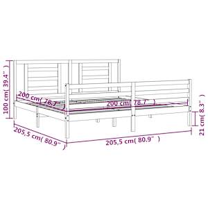 Rám postele s čelem černý 200 x 200 cm masivní dřevo - obrázek 12