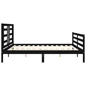 Rám postele s čelem černý 200 x 200 cm masivní dřevo - obrázek 7
