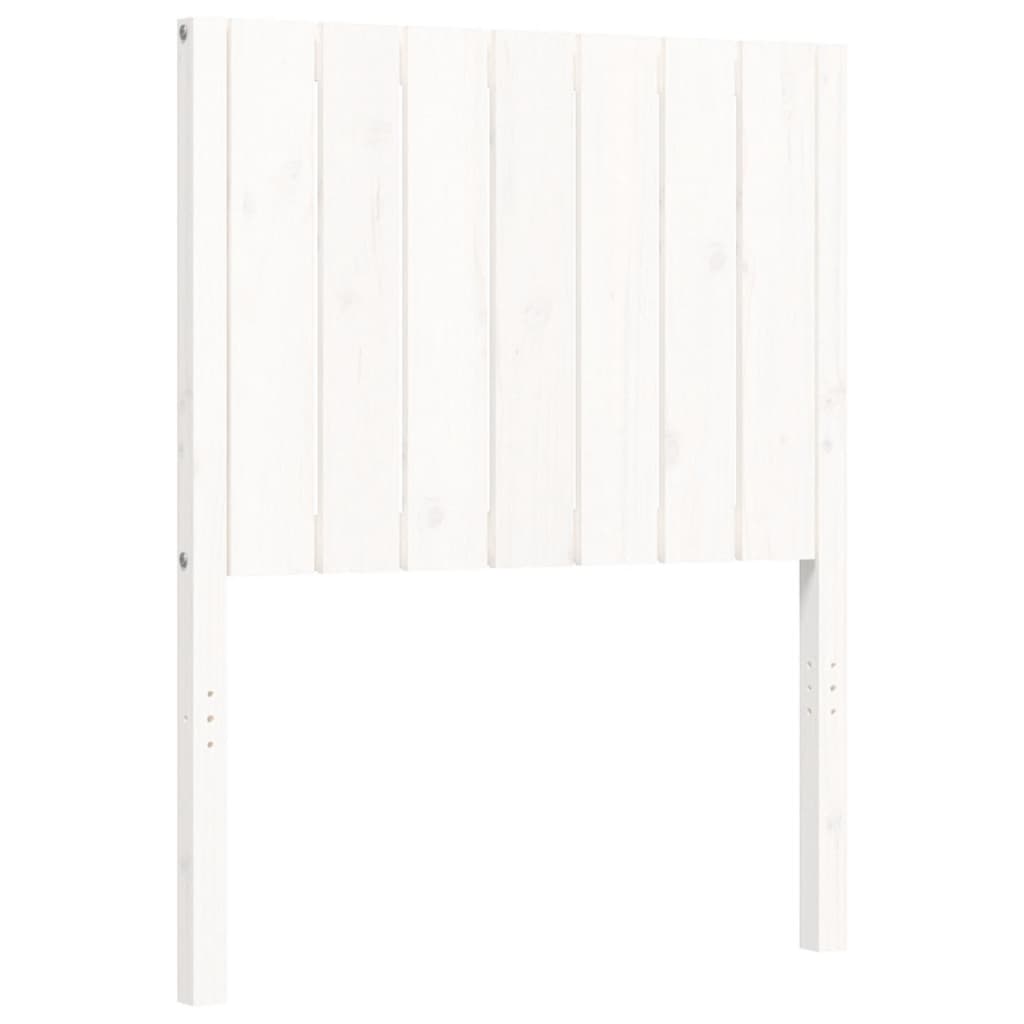 Cadru de pat cu tăblie single mic, alb, lemn masiv