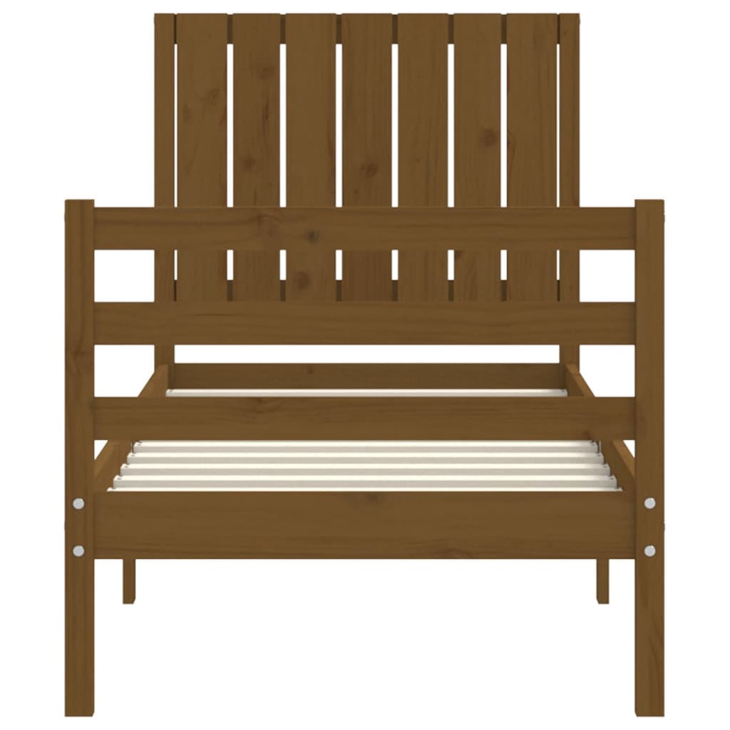 Легло с табла меденокафяво 2FT6 см Small Single дърво масив