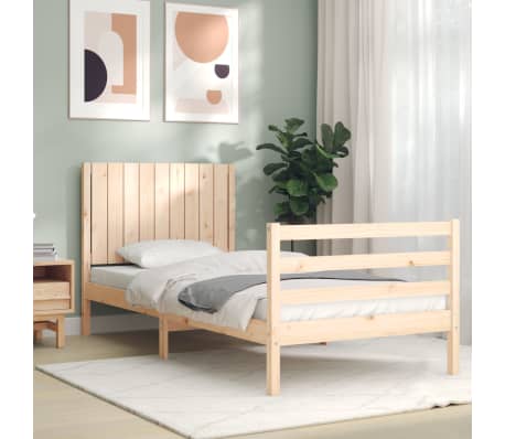 vidaXL Lovos rėmas su galvūgaliu, medienos masyvas, vienvietis