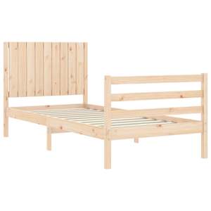 vidaXL Lovos rėmas su galvūgaliu, 90x200cm, medienos masyvas