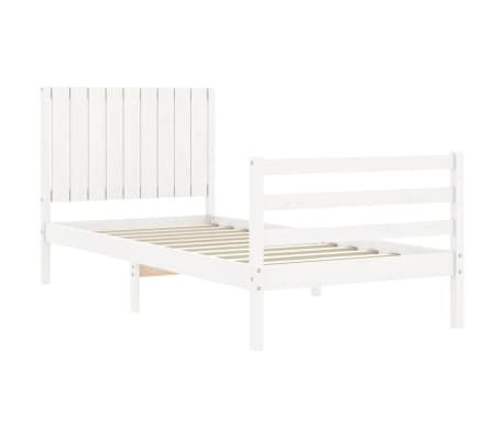 vidaXL Lovos rėmas su galvūgaliu, baltas, 90x200cm, medienos masyvas