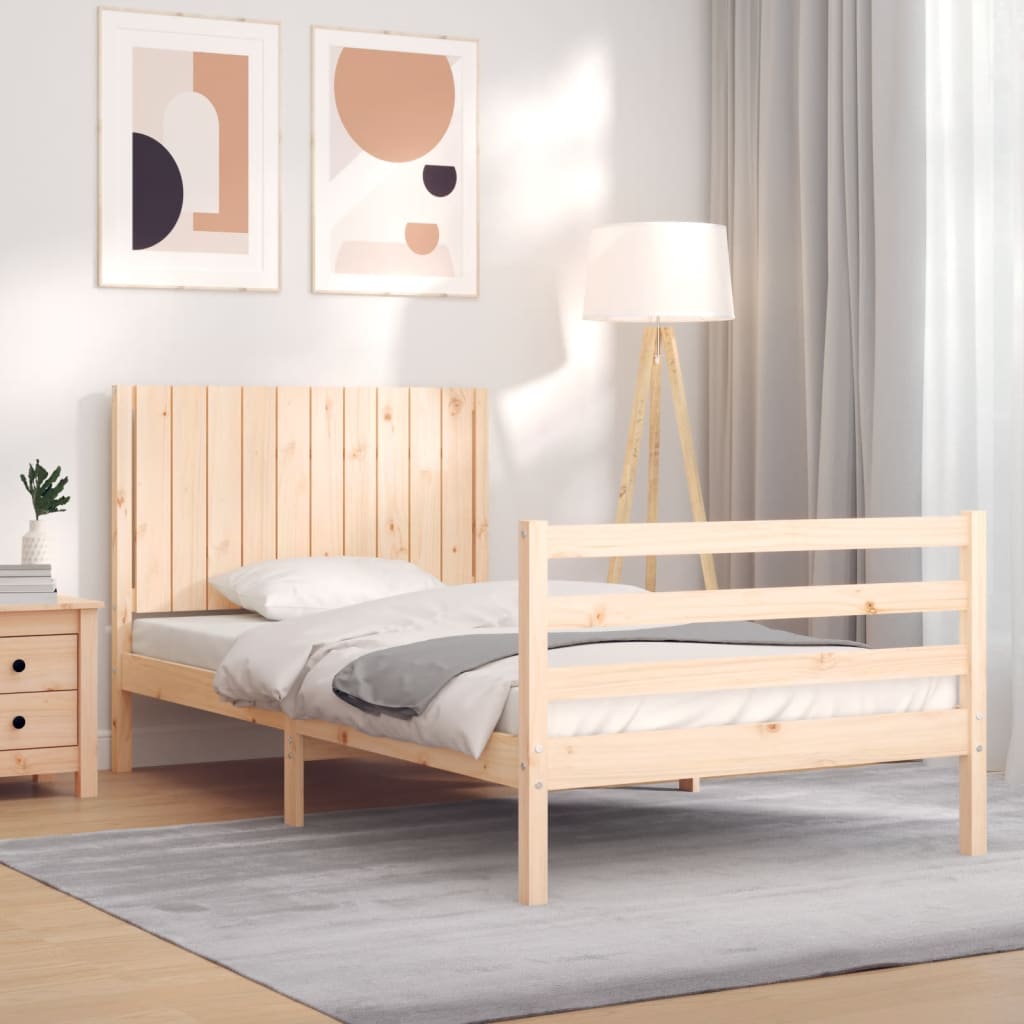 Cadru de pat cu tăblie, 100x200 cm, lemn masiv