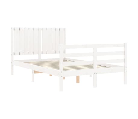 vidaXL Massivholzbett mit Kopfteil Wei&szlig; 120x200 cm