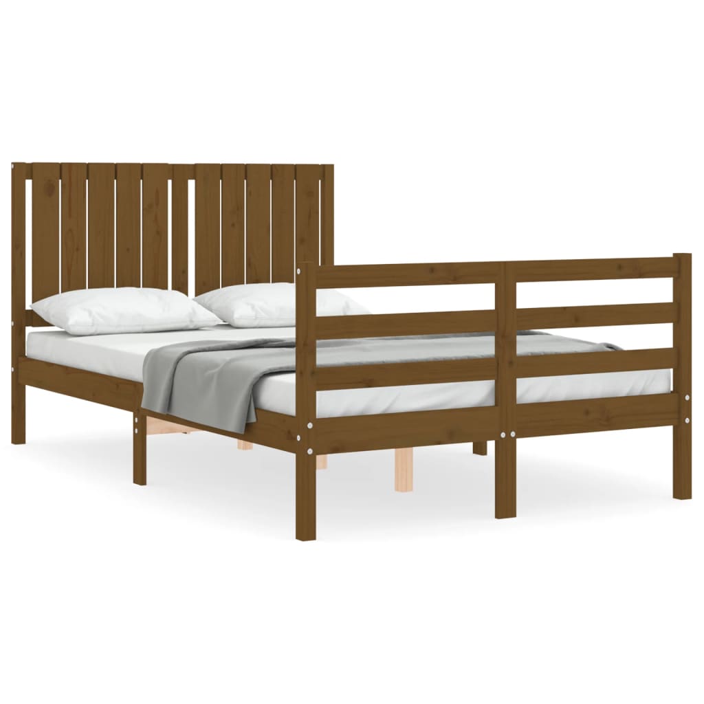 vidaXL Bedframe met hoofdbord massief hout honingbruin 120x200 cm