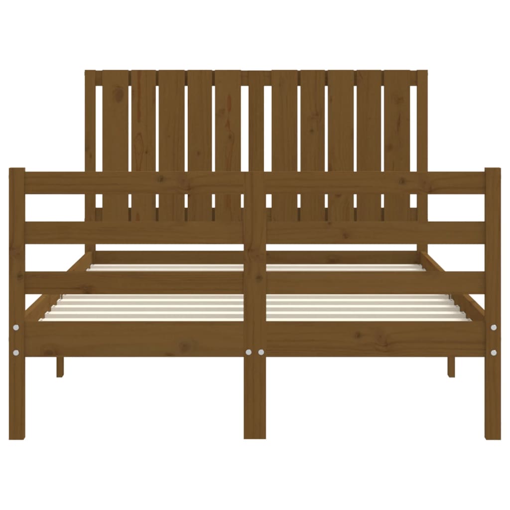 mézbarna tömör fa ágykeret fejtámlával 120 x 200 cm