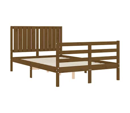 vidaXL Lovos rėmas su galvūgaliu, rudas, 120x200cm, medienos masyvas