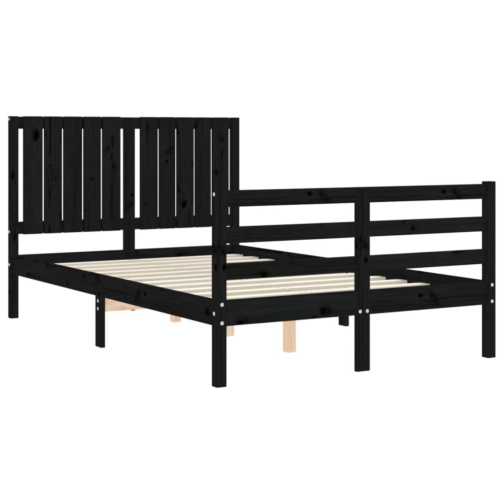 vidaXL Bedframe met hoofdbord massief hout zwart 120x200 cm