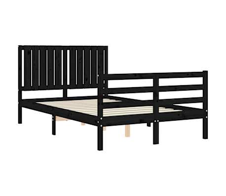 vidaXL Bedframe met hoofdbord massief hout zwart 120x200 cm