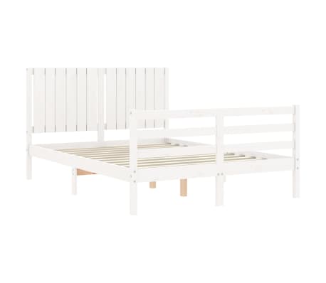 vidaXL Cadru de pat cu tăblie, alb, 140x200 cm, lemn masiv