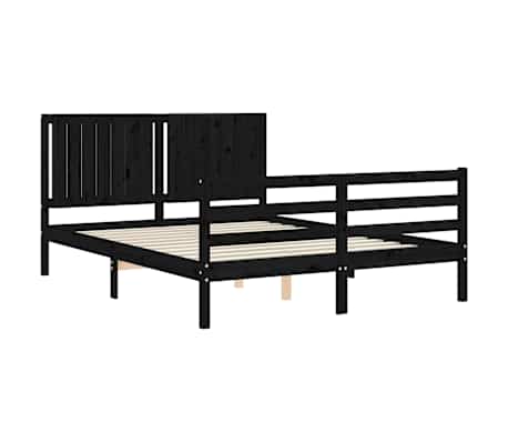 vidaXL Bed Frame without Mattress Black King Size Solid Wood