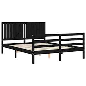 vidaXL Bed Frame without Mattress Black King Size Solid Wood