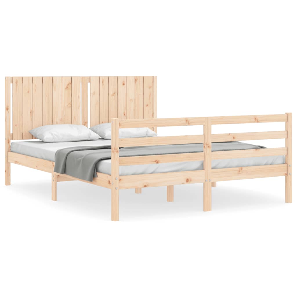 vidaXL Bedframe met hoofdbord massief hout 160x200 cm