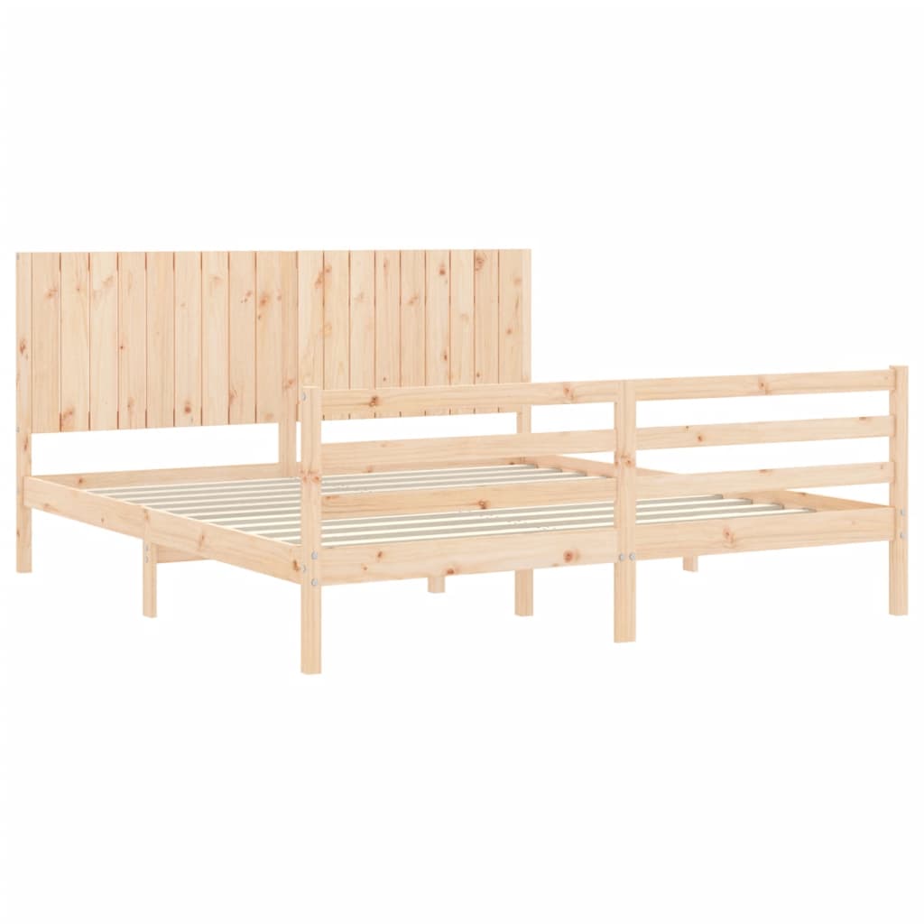 vidaXL Bedframe met hoofdbord massief hout afbeelding