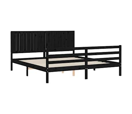 vidaXL Lovos rėmas su galvūgaliu, juodas, mediena, itin didelis