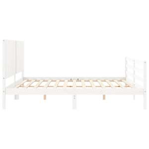Rám postele s čelem bílý 200 x 200 cm masivní dřevo - obrázek 7