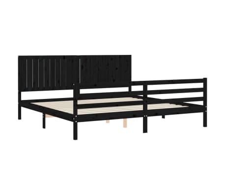 vidaXL Estructura de cama con cabecero madera maciza negro 200x200 cm